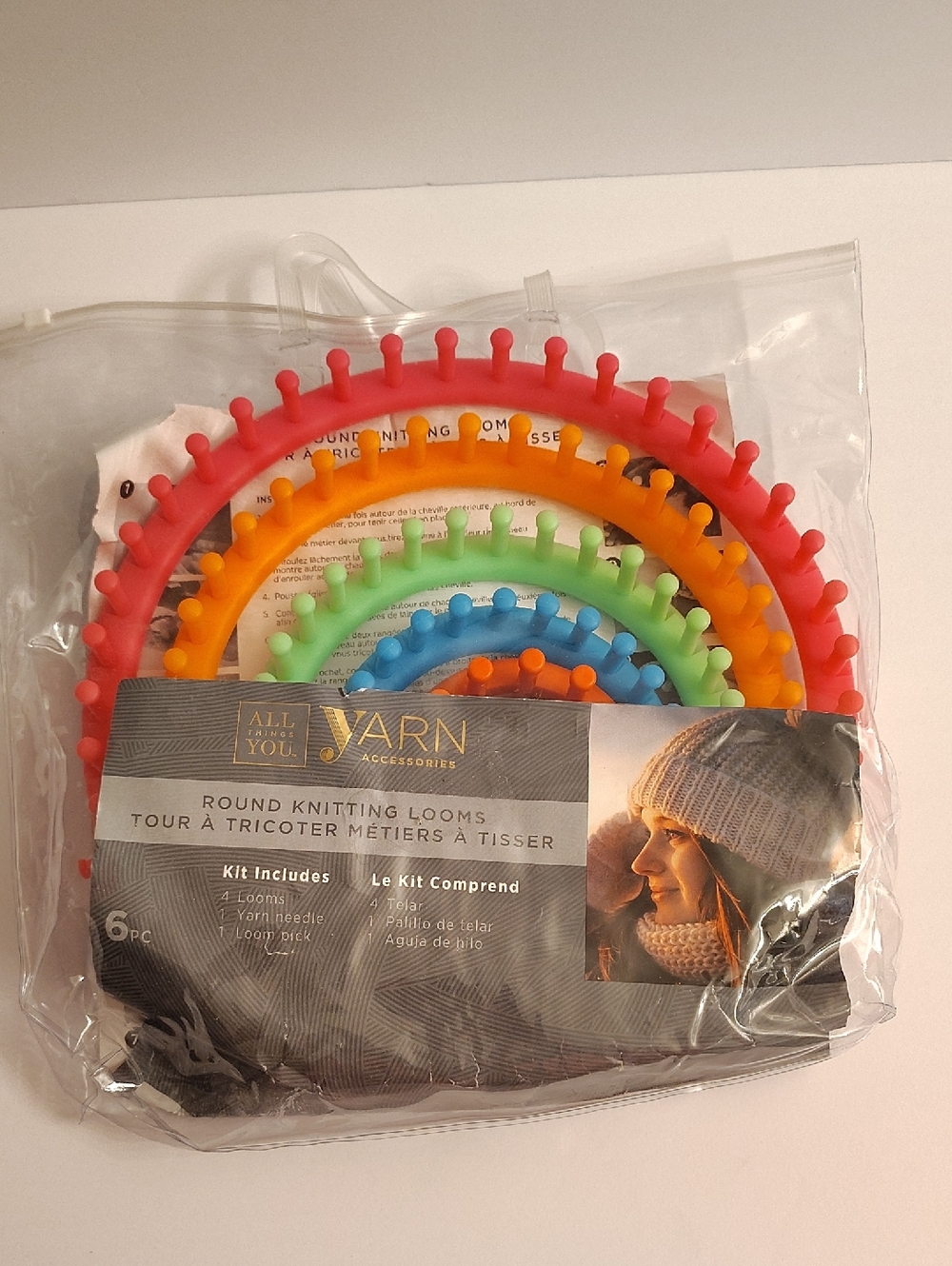 All Things You Yarn Colorful Round Knitting Loom 6 Piece Set Multicolor MBCT X